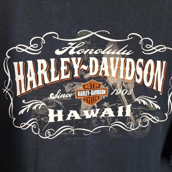 Harley Davidson vintage double sided graphic tee Mens XL Y2K Honolulu Hawaii - Picture 3 of 6
